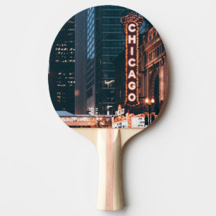 Raquette De Ping Pong SYMBOLE Chicago Illinois Neon Nuit