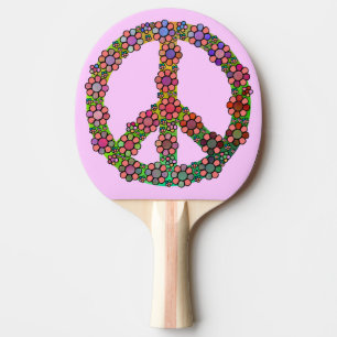 Raquette De Ping Pong SYMBOLE DE LA PAIX Fleurs Jolies
