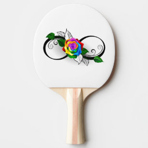 Raquette De Ping Pong Symbole d'infini avec rose arc-en-ciel