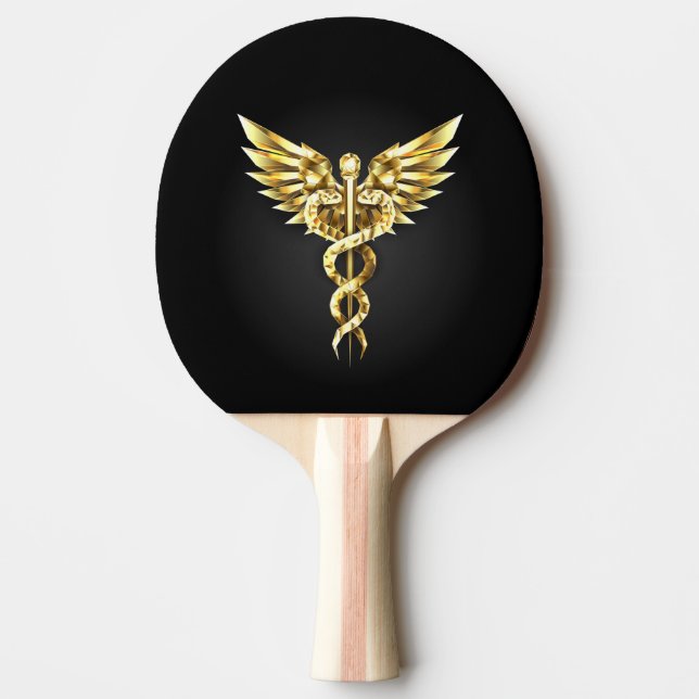 Raquette De Ping Pong Symbole Polygonal Or Caduceus (Devant)