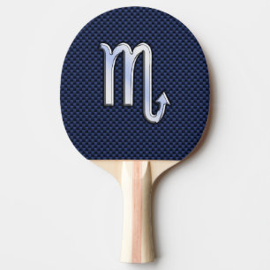 Raquette De Ping Pong Symbole Zodiac Scorpio marine bleu en fibre de car