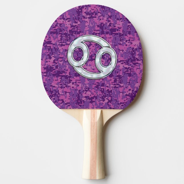 Raquette De Ping Pong Symbole Zodiaque du cancer moderne sur Camo numéri (Devant)
