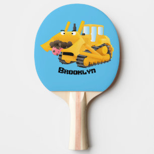 Raquette De Ping Pong Sympa joli caractère de dessin animé au bulldozer