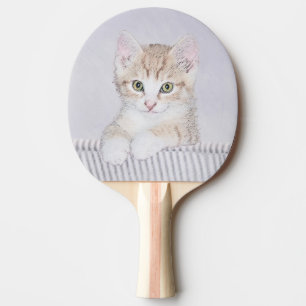 Raquette De Ping Pong Tabby Orange Kitten Peinture - Art Chat original