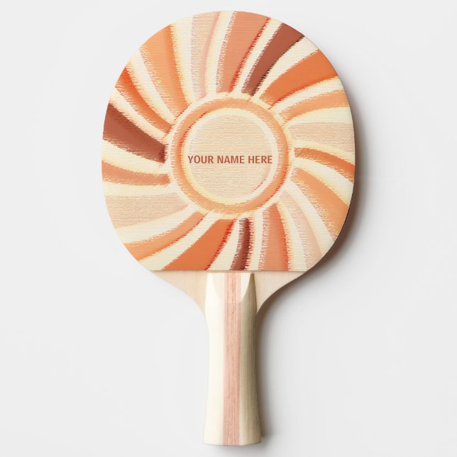 Raquette De Ping Pong Table Tennis, Custom Name, Wood Pastel Pattern, (Devant)