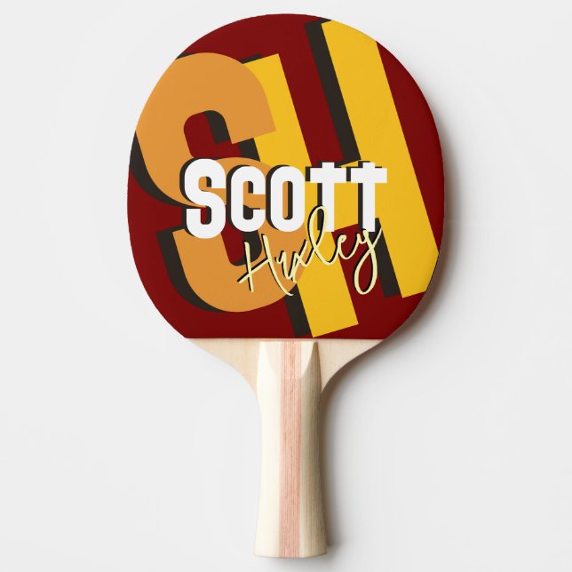 Raquette De Ping Pong Table Tennis Players Name Bold Yellow Monogram (Devant)