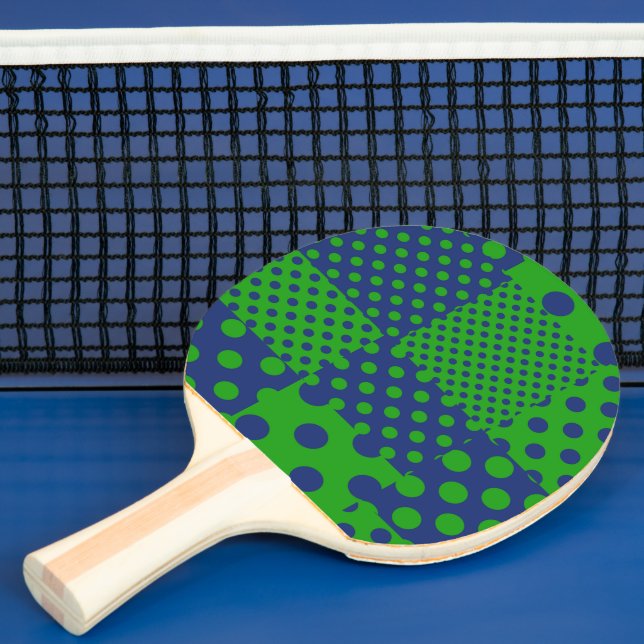 Raquette De Ping Pong Taches à pois verts bleus Patchwork  (Insitu)