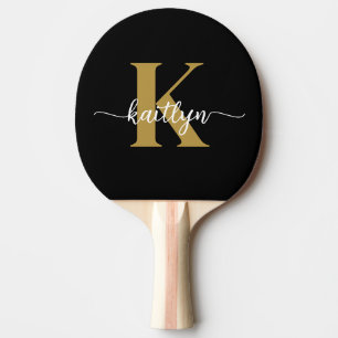 Raquette De Ping Pong Tapis de sol monogrammé en noir et or