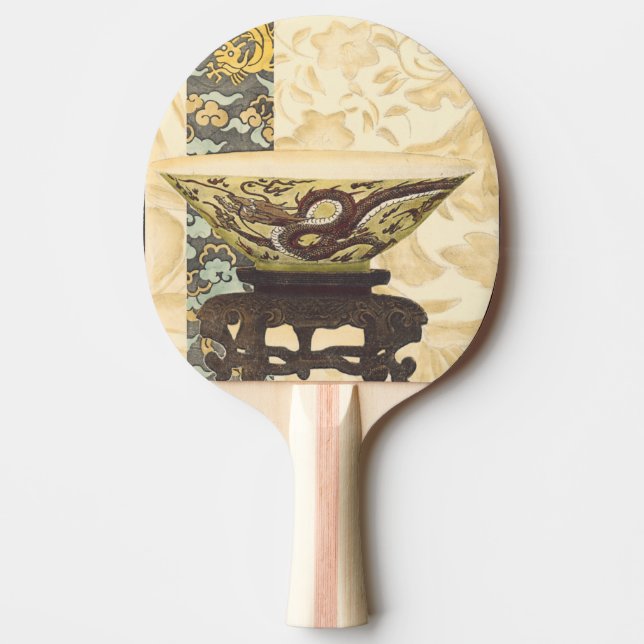Raquette De Ping Pong Tapisserie asiatique avec bol et design dragon (Devant)