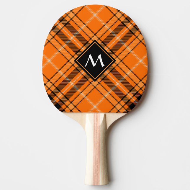 Raquette De Ping Pong Tartan orange d'Halloween (Devant)