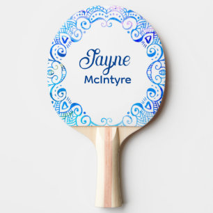 Raquette De Ping Pong Tatouage circulaire en fibre de blues
