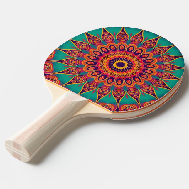 Raquette De Ping Pong Tatouage Kaleidoscope Fractal II (Devant Angle)