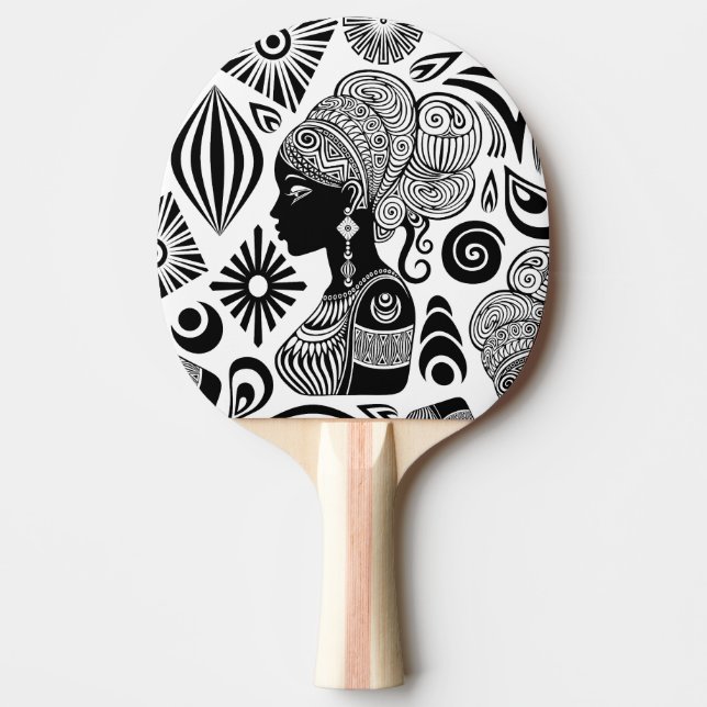 Raquette De Ping Pong Tatouage Tribal Portrait de Fille Africaine (Devant)