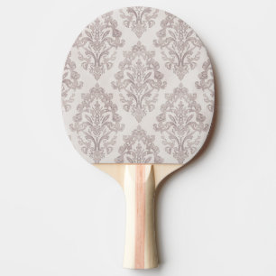 Raquette De Ping Pong Taupe Doux Damassé Aquarelle Floral Classique