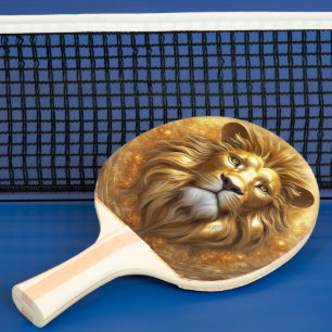 Raquette De Ping Pong Tête de lion doré superbe