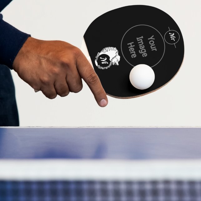 Raquette De Ping Pong Tête de loup blanc tribal Silhouette Laurel Monogr (Insitu)