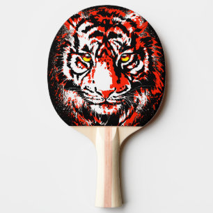 Raquette De Ping Pong Tête de tigre rouge réaliste - Pagaie de ping de t
