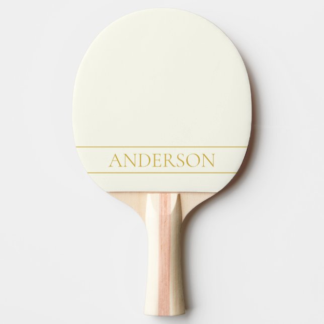 Raquette De Ping Pong Texte personnalisable simple et élégant | Or blanc (Devant)