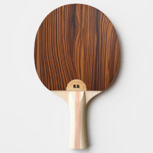 Raquette De Ping Pong Texture en bois Brown foncé Monogramme personnalis