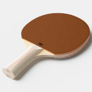 Raquette De Ping Pong Texture en cuir Brown minimale Monogramme noir