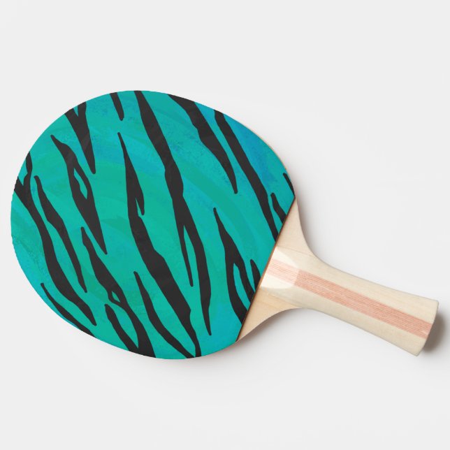 Raquette De Ping Pong Tiger noir et Turquoise (Dos Côté)