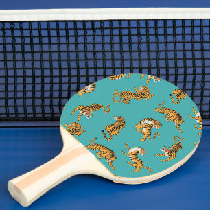 Raquette De Ping Pong Tiger sur Motif Turquoise