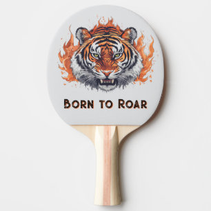 Raquette De Ping Pong Tigre à flammes - Texte personnalisable
