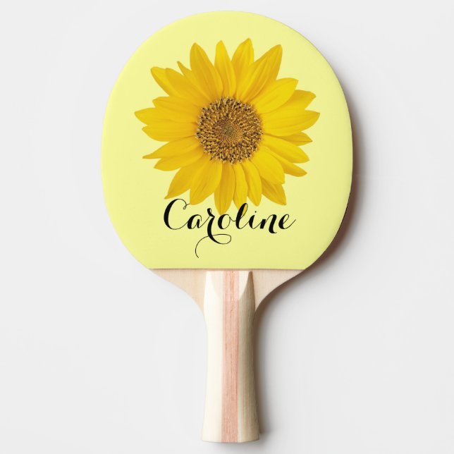 Raquette De Ping Pong Tournesol jaune avec nom personnalisé (Devant)
