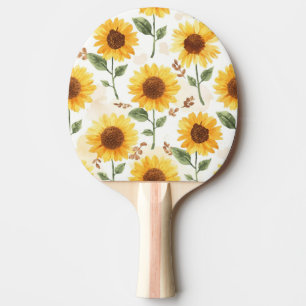 Raquette De Ping Pong Tournesols Jaunes Aquarelle Floral Fantaisiste