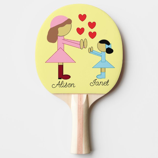Raquette De Ping Pong Tous les enfants ont besoin d'amour : Jaune clair (Devant)