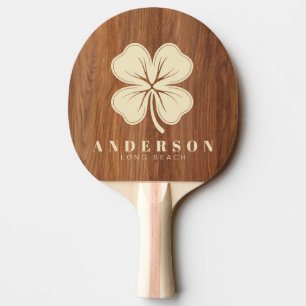 Raquette De Ping Pong Trèfle à quatre feuilles en bois de chêne rouge av