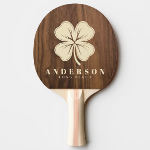 Raquette De Ping Pong Trèfle à quatre feuilles en bois de noyer avec nom
