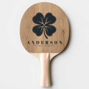 Raquette De Ping Pong Trèfle à quatre feuilles en bois de teck clair ave
