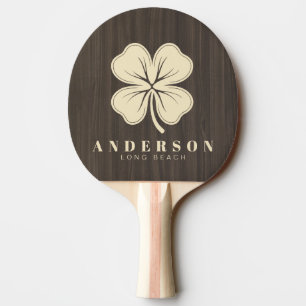 Raquette De Ping Pong Trèfle à quatre feuilles en bois moderne sombre av