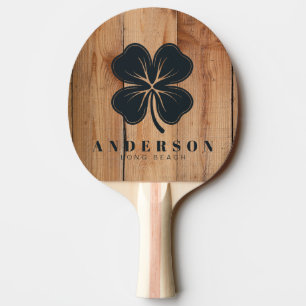 Raquette De Ping Pong Trèfle à quatre feuilles en érable brut avec nom