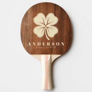 Raquette De Ping Pong Trèfle à quatre feuilles en noyer rustique avec no