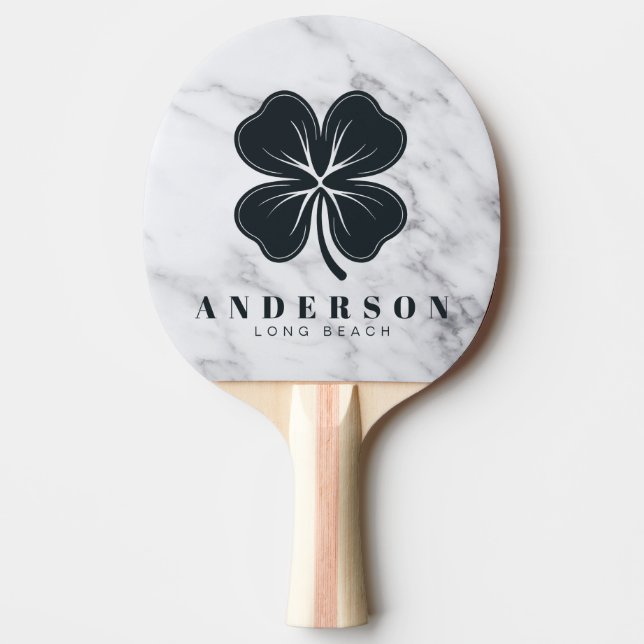 Raquette De Ping Pong Trèfle à quatre feuilles moderne propre blanc avec (Devant)