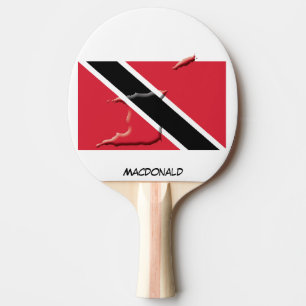 Raquette De Ping Pong TRINIDAD TOBAGO DRAPEAU & CARTE Personnalisé