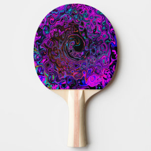 Raquette De Ping Pong Trippy Black et Magenta Retro Liquid Swirl
