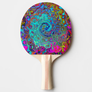 Raquette De Ping Pong Trippy Sky Blue Abstrait Retro Liquid Swirl