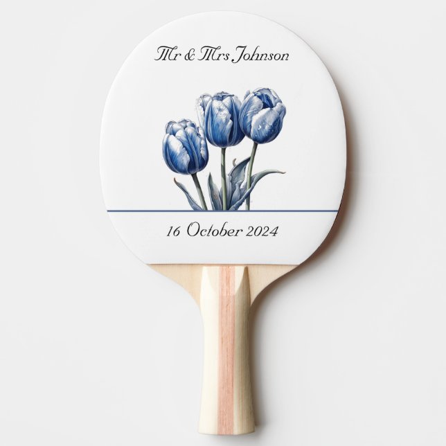 Raquette De Ping Pong Tulipes dans Delft Blue personnalisable (Devant)