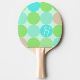 Raquette De Ping Pong Turquoise Blue, Apple Green et Light Coral Circles