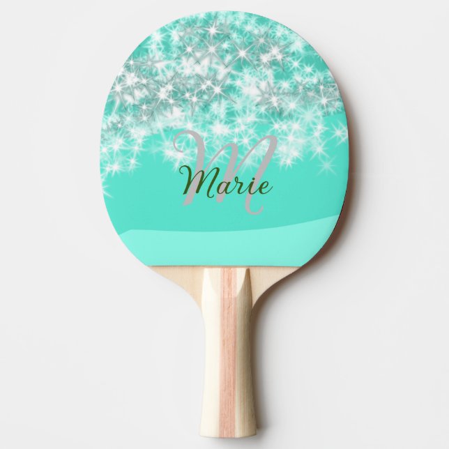 Raquette De Ping Pong Turquoise turquoise agate aqua monogramme ajouter  (Devant)