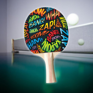 Raquette De Ping Pong Typographie colorée du livre comique moderne