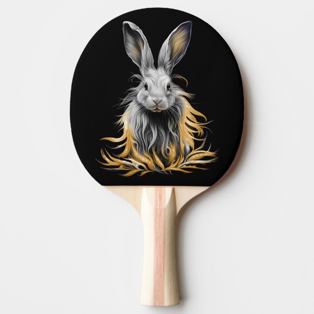 Raquette De Ping Pong Un lapin gris génial en feu (Devant)