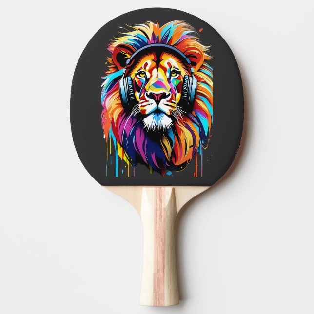 Raquette De Ping Pong Un lion dans les écouteurs (Devant)