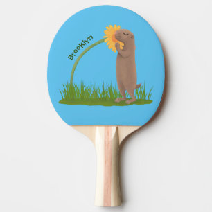 Raquette De Ping Pong Un mignon chien de prairie reniflant la caricature