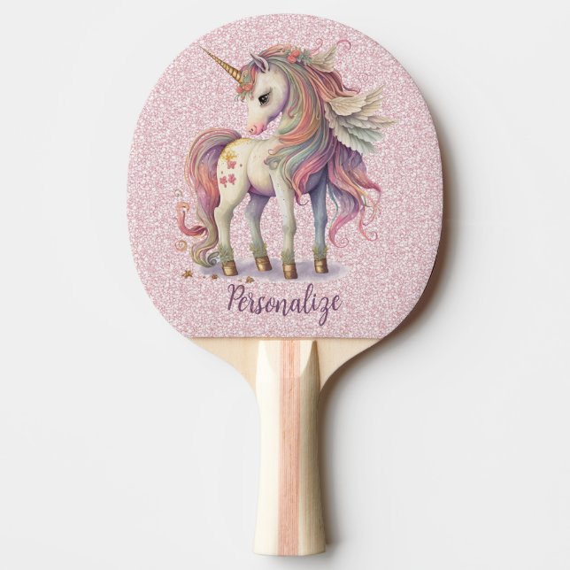 Raquette De Ping Pong Unicorn Magique Arc-en-ciel couleurs Parties scint (Devant)
