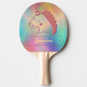 Raquette De Ping Pong Unicorne 3D Holographique Nom personnalisé  