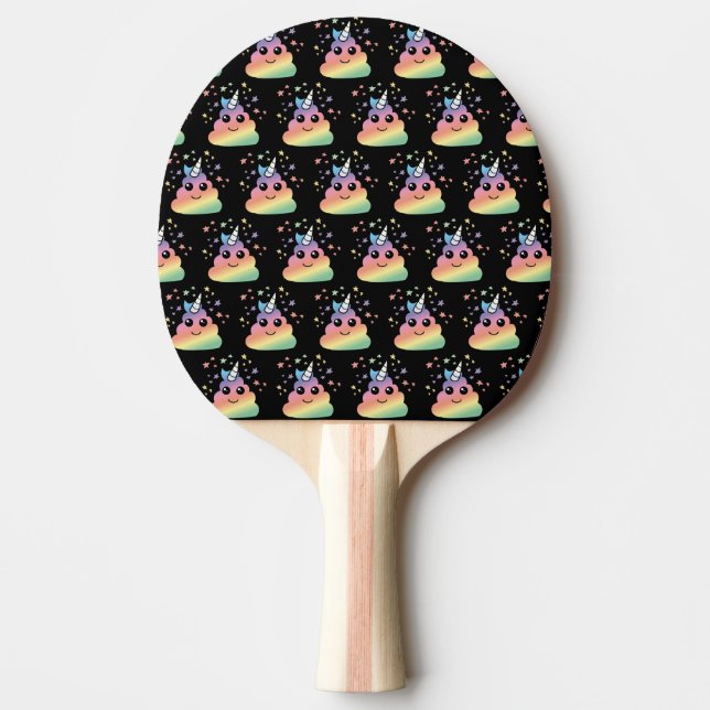 Raquette De Ping Pong Unicorne Rainbow Poop Emoji Kawaii (Devant)